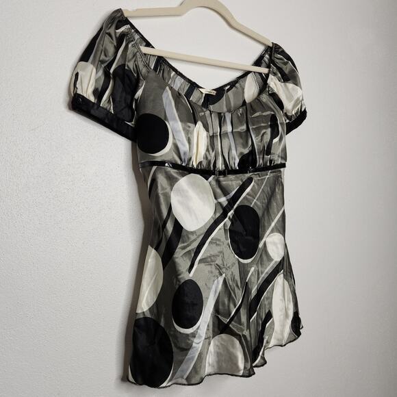 Vintage y2k Studio Y Peplum Office Siren Fairy Grunge Polka Dot Shirt Satin - Picture 2 of 7